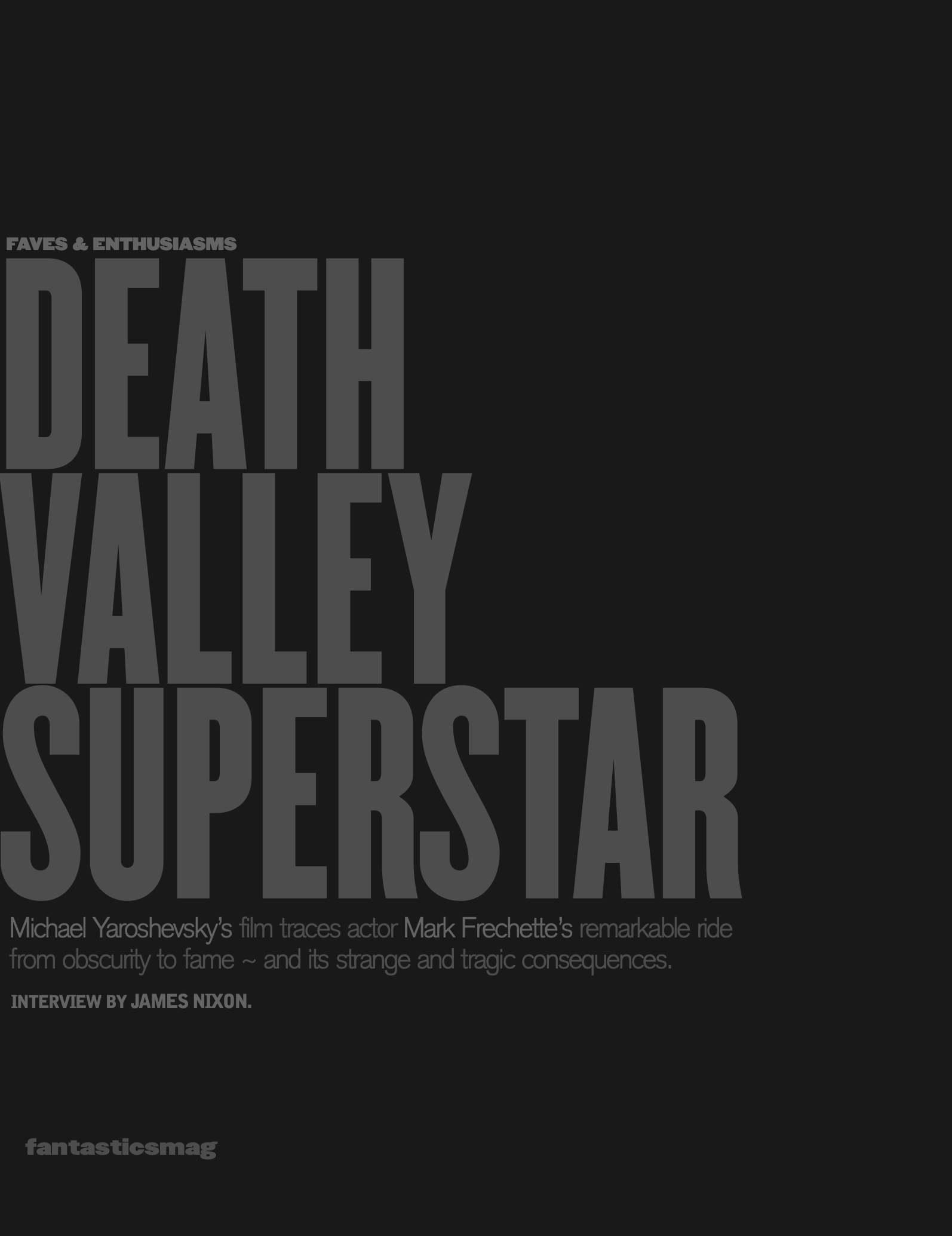 Cover of the Death Valley Superstar interview in Fantastics Magazine